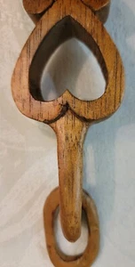Hand Crafted Welsh Antique Wooden Love 9" Spoon w/ Hanging Loop - Picture 1 of 9