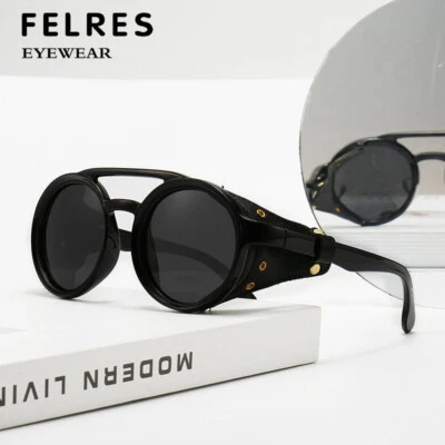 Gafas de sol polarizadas punk redondas para hombre con doble puente para exteriores UV400   Foto 1 de 4