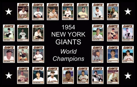 1954 NEW YORK GIANTS Baseball Card POSTER Willie Mays Monte Irvin Hoyt Wilhelm Cover