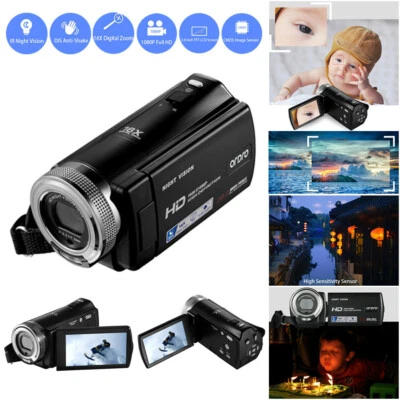 30FPS FHD 1080P Video Camera 16x Digital Zoom Wide Angle Camcorder Portable - Image 1 of 4
