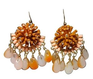 J Crew Statement-Ohrringe gebranntes Orange leicht Perlen baumeln Drahtrücken ANSEHEN - Bild 1 von 10