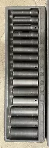 15 pc 1/2” Drive 6 Point Metric Deep Impact Socket Set (10-24MM) - Picture 1 of 2