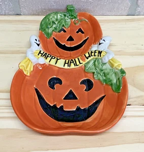 Omnibus Fitz and Floyd Halloween Dish Pumpkin Ghose Happy Halloween - no box - Picture 1 of 8