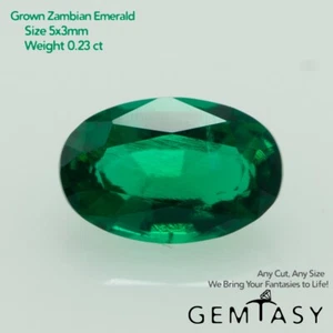Cut stone - Emerald Zambian hydrothermal lab grown, Oval 5x3mm 0.21-0.23ct - Picture 1 of 3