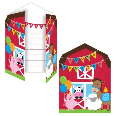 Barn Invitations Invites Birthday Farm Party Cow Pig Party Decoration Supply - Image 1 of 2