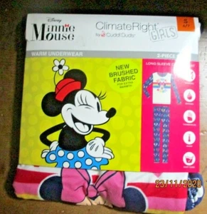 NEW-GIRLS CLIMATE RIGHT BY CUDDLDUDS WARM MINNIE MOUSE UNDERWEAR SET. SIZE S-6/7 - Picture 1 of 7