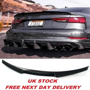 FOR AUDI A3 S3 RS3 8V SALOON REAR BOOT TRUNK SPOILER M4 V STYLE 13-20 GLOS BLACK - Picture 1 of 5