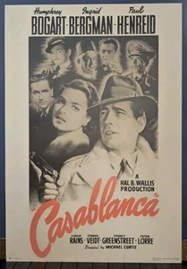 Antiguo póster de cine de Casablanca arte publicitario de teatro 26" por 37,5" AGI - Alemania Occidental - Imagen 1 de 9