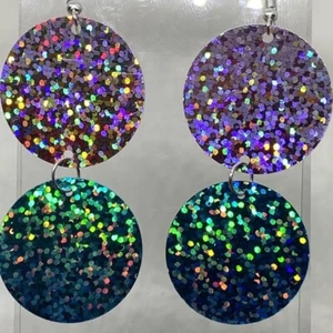 lightweight oversized holographic sequin earrings. 8.5 - 11 cm long - Picture 1 of 56