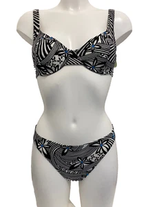 Anita Black & White Bikini Set UK 32C Underwired Top & Bottoms Briefs No padding - Picture 1 of 10
