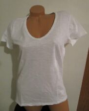 New – Lucky Brand -  Womens Vneck Short Sleeve Top – Solid White