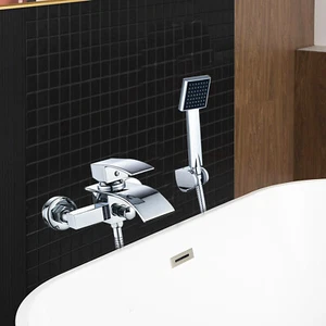 Badewannenarmatur wasserfall Duschset Edelstahl Wannenarmatur Mischbatterie Bad - Picture 1 of 11