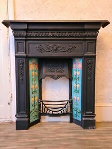Victorian Style Cast Fireplace And Surround With Fireback