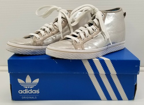 BG) Scarpe da ginnastica Adidas donna tacco miele medio argento Q23272 taglia 9