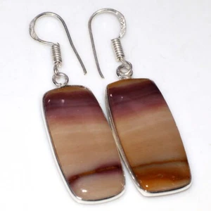 Mookaite 925 Silver Plated Gemstone Handmade Earrings 2" Ethnic Jewelry GW - Picture 1 of 3