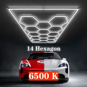 3 Hexagon LED Lighting Car Detail Garage Workshop Retail Light Honeycomb Hex US - Picture 1 of 16