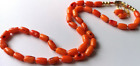 Lovely Salmon Coral Statement Necklace, Oval Beads, Knotted, 19