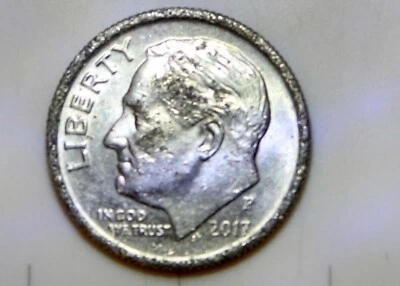 2017 P Roosevelt Dime Obverse Pitted Errors Reverse Die Errors 2.2 Grams - Image 1 of 4
