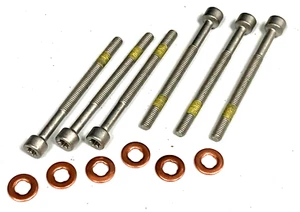 Fuel Injector Nozzle Seal Copper & Bolt set of 6 for Mercedes Dodge Diesel Lower - Picture 1 of 4