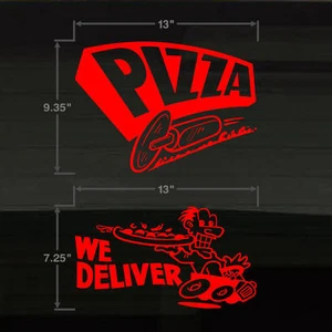 Pizza We Deliver Business TWO! Window Decal Stickers 13" Food Restaurant Graphic - Picture 1 of 1