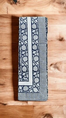 Indian Hand Block Print Tablecloth 100%Cotton Floral Rectangular 60*90 Inches - Image 1 of 4