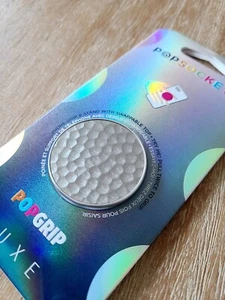 NEW PopSocket Luxe Silver Metallic 3M Grip Stand Phone Hammered Metal Pop Socket - Picture 1 of 3