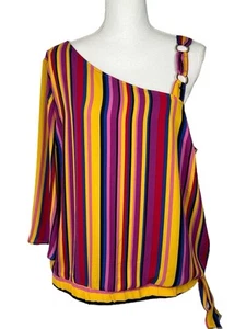 Thalia Sodi Women's XL One-Shoulder 3/4 Bell Sleeve Tie-Hem Top Multicolor - Picture 1 of 24