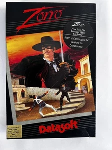Vintage 1985 Zorro Datasoft Atari & Commodore 64 5.25in Floppy Game Disk CIB - Picture 1 of 14