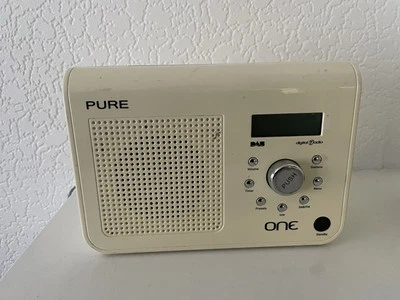 Pure One DAB/FM Portable Digital Radio White + Adaptor (Slightly Discoloured)   - Image 1 of 4