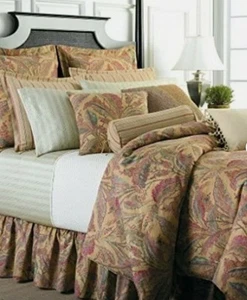 Rare Ralph Lauren Coco Palm Rose Queen Sheet Set Bedding Green Floral Stripe - Picture 1 of 10