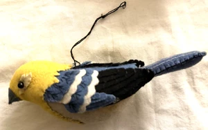 Vintage Handarbeit Stofftier Filz blau Vogel Weihnachtsschmuck 6,5 Zoll - Bild 1 von 3