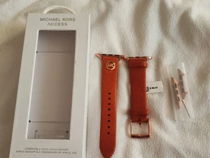 Michael Kors Apple Watch Bransoletka Pasek Skóra Brązowa Róża 38,40,41,42,44,45mm - Zdjęcie 1 z 5