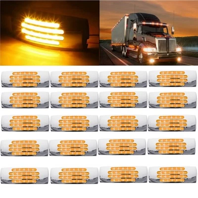 20X Luces Marcadoras Laterales Delgadas Ámbar Liquidación 24 LED Cromo para Freightliner 12V Foto 1 de 4