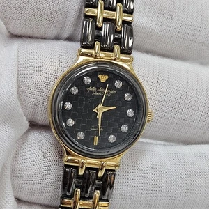 Vintage Jules Jurgensen Ladied Watch Diamond Dial Gold/Black Tone New Battery  - Picture 1 of 8