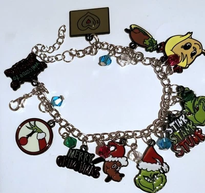 GRINCH WHO STOLE CHRISTMAS CHARM BRACELET 全新 — 第 1/4 张图片