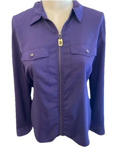 $99 Mk Michael Kors Purple Full Zip Utility Shirt XL Polyester Z62 - Picture 1 of 10