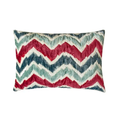 Red & Blue Suede 12"x16" Lumbar Pillow Cover Chevron, Quilted - Chevron Meltdown - Image 1 of 3