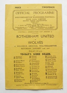 WOLVES v ROTHERHAM UNITED FA Cup 1946/1947 *Exc Condition Football Programme* - Picture 1 of 3