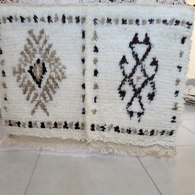 Alfombra antigua hecha a mano marroquí vintage Kilim alfombra geométrica lana tribal bereber 3x2 Foto 1 de 4