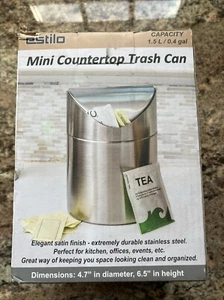 Estilo Mini Countertop Stainless Steel Swing Lid Trash Can For Kitchen Office - Picture 1 of 3
