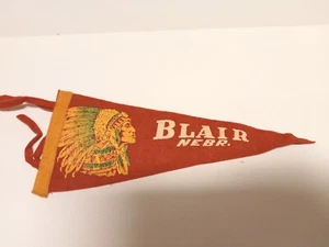 Vintage Blair Native American Head Nebraska Pennant Flag 11" - Picture 1 of 3
