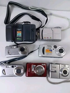 Lot of 7 Digital Cameras Nikon Sony Kodak for Parts or Repair - Picture 1 of 15