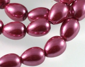 Bead, 1 Std(42-44) Wine Burgundy Glass Based Pearl 9x7mm Teardrop with 1mm Hole* - Picture 1 of 4