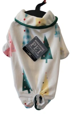 Berkshire 宠物狗睡衣柔软法兰绒 X-SMALL 白色圣诞树全新带标签 — 第 1/4 张图片