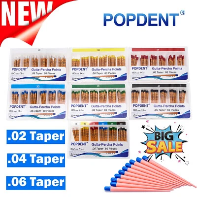 Dental Gutta Percha Points Endo .02/.04/.06 Taper for Root Canal 15-40 45-80  - Image 1 of 4
