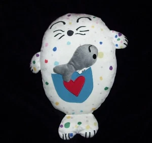 14" IKEA SAGOSKATT Soft Plush Seal Fish Stuffed Animal Spots Heart Pocket - Picture 1 of 2