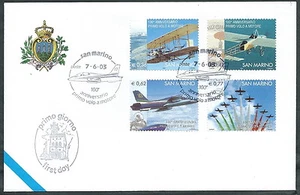 2003 SAN MARINO FDC AEREI PRIMO VOLO A MOTORE NO TIMBRO ARRIVO - RD17 - Imagen 1 de 1