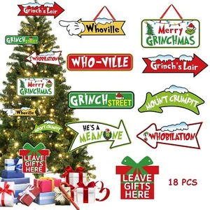 18pcs Grinchs Ornaments for Christmas Tree, Grinchs Tree Decor, Whoville Chri... - Picture 1 of 7