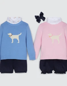 New Little English Intarsia Sweater pink with lab size 8 - Picture 1 of 3