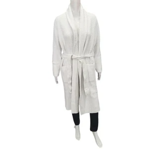 Barefoot Dreams Womens CozyChic Barbie Plush Ribbed Knit Robe Small Sz Sea Salt - Picture 1 of 11